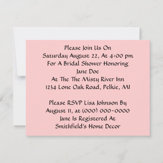 雨のおもしろいのヴィンテージのブライダルシャワーの招待状Gals 招待状 (裏面)