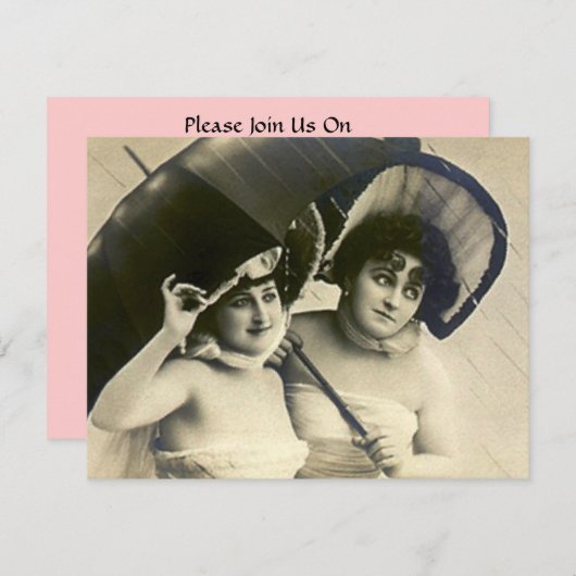 雨のおもしろいのヴィンテージのブライダルシャワーの招待状Gals 招待状 (正面/裏面)