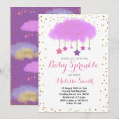 雨のしずくベイビーシャワーの招待状カード 招待状 (正面/裏面)