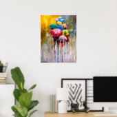 雨のアート絵画プリントポスターの傘 ポスター (ホームオフィス)