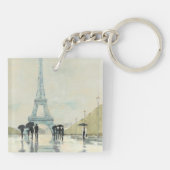 雨のエッフェル塔|パリ キーホルダー (裏面)