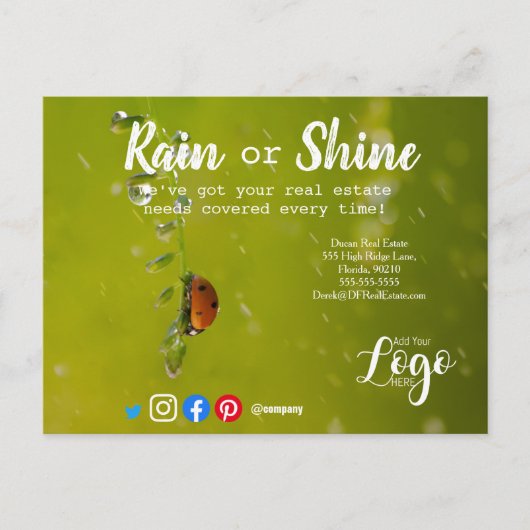 雨のクライアント紹介実在不動産マーケティング販売p ポストカード (正面)