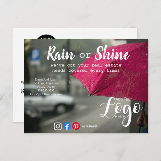 雨のクライアント紹介実在不動産マーケティング販売p ポストカード (正面/裏面)