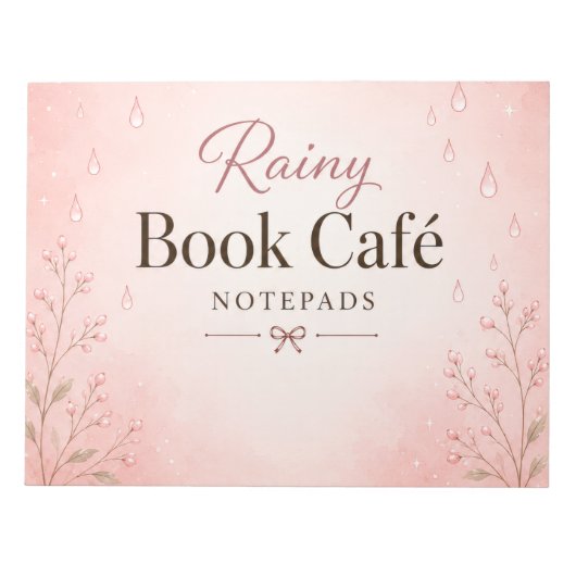 雨のコーヒーと本のノートパッド ノートパッド (正面)