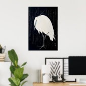 雨のサギ 日本のファインアートプリント 家 ポスター (ホームオフィス)