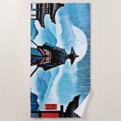 雨のサムライ静かズ ビーチタオル (正面)