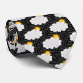 雨のサンシャインクラウドパターンデザインブラック ネクタイ (ロール)