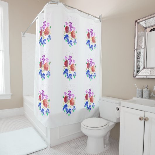 雨のシャワーカーテンで花を歌う シャワーカーテン (インサイチュ)