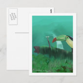 雨のジャングルのオウム ポストカード (正面/裏面)