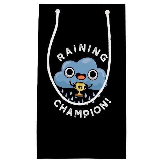 雨のチャンプ天気おもしろい雨雲プンダークBG スモールペーパーバッグ (正面)