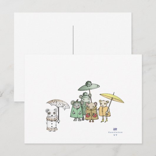 雨のネズミ ポストカード (正面/裏面)