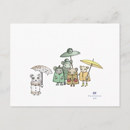 雨のネズミ ポストカード (正面)