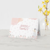 雨のハートブライダルシャワーサンキューカード カード (黄色い花)