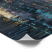 雨のハート-お洒落イラストレーションスタイル ポスター (角)