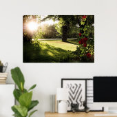 雨のバラキャンバス ポスター (ホームオフィス)