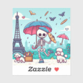 雨のパリの幸せなスケルトン シール (シート)