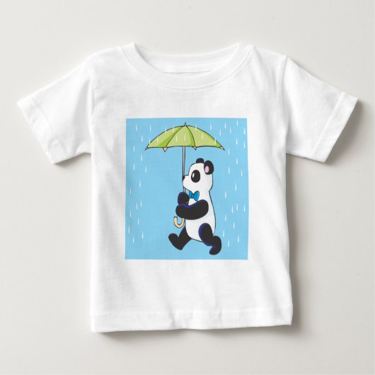 雨のパンダ ベビーTシャツ (正面)