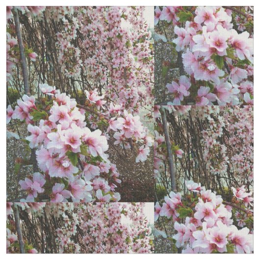 雨のピンク花びら ファブリック (クローズアップ)