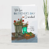 雨のブーツを付けたおじいちゃん父の日のグリーティングカード カード (正面)