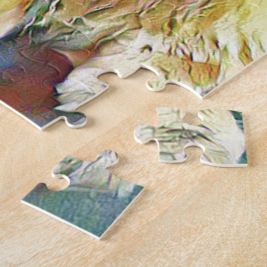 雨のポーチのチャウチャウ犬 ジグソーパズル (側面)