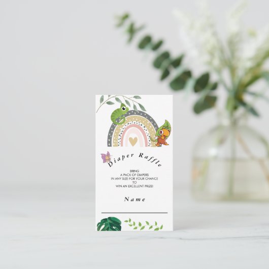 雨の上のジャングル赤ちゃんシャワーおむつラッフル エンクロージャーカード (スタンド正面)