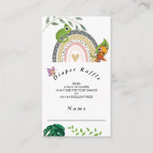 雨の上のジャングル赤ちゃんシャワーおむつラッフル エンクロージャーカード (正面)