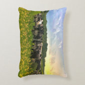 雨の下でスペックルパーク牛、サンセットスカイ アクセントクッション (正面(垂直))