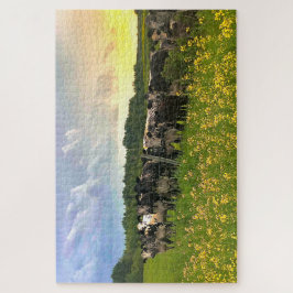 雨の下でスペックルパーク牛、サンセットスカイ ジグソーパズル