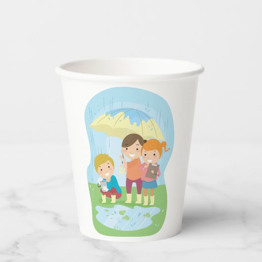 雨の中での子供たちの科学自然学習 紙コップ (正面)