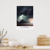 雨の中でも美しい嵐のビーチ ポスター (キッチン)