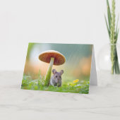 雨の中で友人を探すネズミ カード (正面)