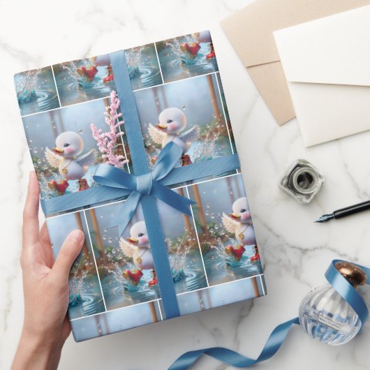 雨の中で幸せなアヒル ラッピングペーパー (ギフト)