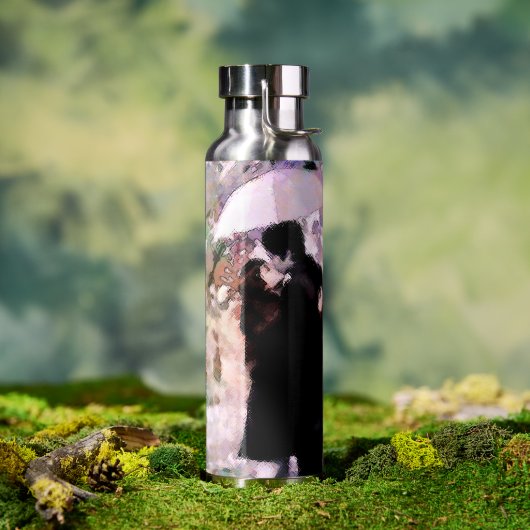 雨の中で愛キスをするするカップル抽象芸術アート ウォーターボトル (アウトドア)