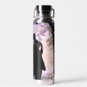 雨の中で愛キスをするするカップル抽象芸術アート ウォーターボトル (背面)