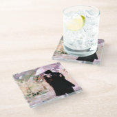 雨の中で愛キスをするするカップル抽象芸術アート ガラスコースター (アングル)