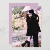 雨の中で愛キスをするするカップル抽象芸術アート サンキューカード (正面/裏面)