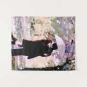 雨の中で愛キスをするするカップル抽象芸術アート タペストリー (正面(横))