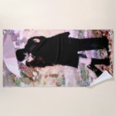 雨の中で愛キスをするするカップル抽象芸術アート ビーチタオル (正面)