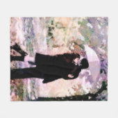 雨の中で愛キスをするするカップル抽象芸術アート フリースブランケット (正面(横))