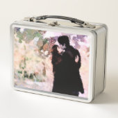 雨の中で愛キスをするするカップル抽象芸術アート メタルランチボックス (正面)