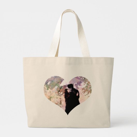 雨の中で愛キスをするするカップル抽象芸術アート ラージトートバッグ (裏面)