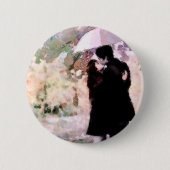 雨の中で愛キスをするするカップル抽象芸術アート 缶バッジ (正面)