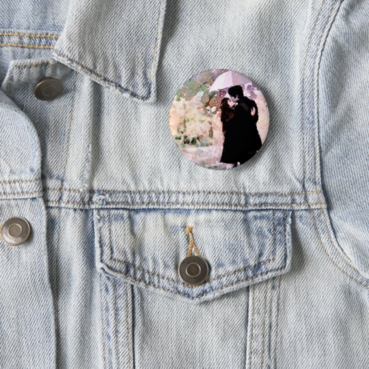 雨の中で愛キスをするするカップル抽象芸術アート 缶バッジ (インサイチュ)