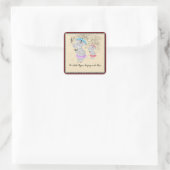 雨の中で歌う2つの小さなカバのステッカー スクエアシール (バッグ)