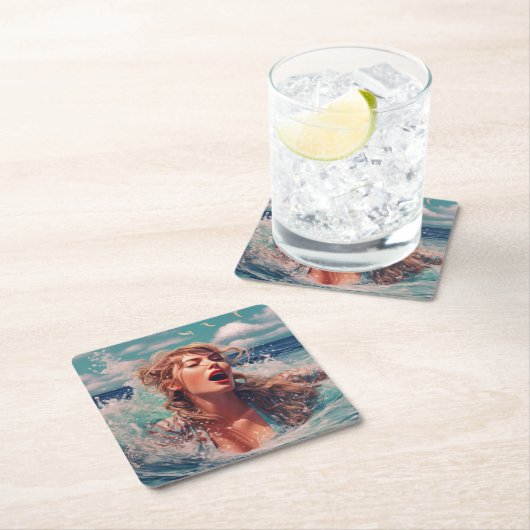 雨の中で歌う スクエアペーパーコースター (インサイチュ)