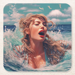 雨の中で歌う スクエアペーパーコースター