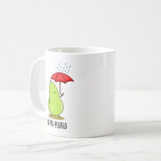 雨の中で洋おもしろい梨を使う コーヒーマグカップ (正面左)