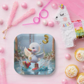 雨の中で誕生日のアヒル踊り ペーパープレート (パーティー)