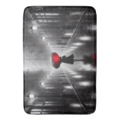 雨の中で赤い傘を持っている人 バスマット (正面縦)