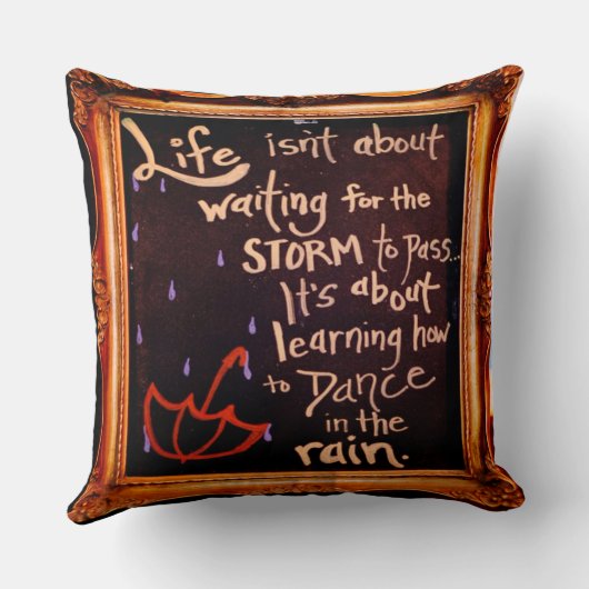 雨の中で踊る、人生の引用文表現 クッション (裏面)